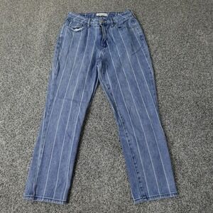 Pacsun Jeans Womens 24 Blue White Striped Denim Pants Mom Cotton Casual Preppy
